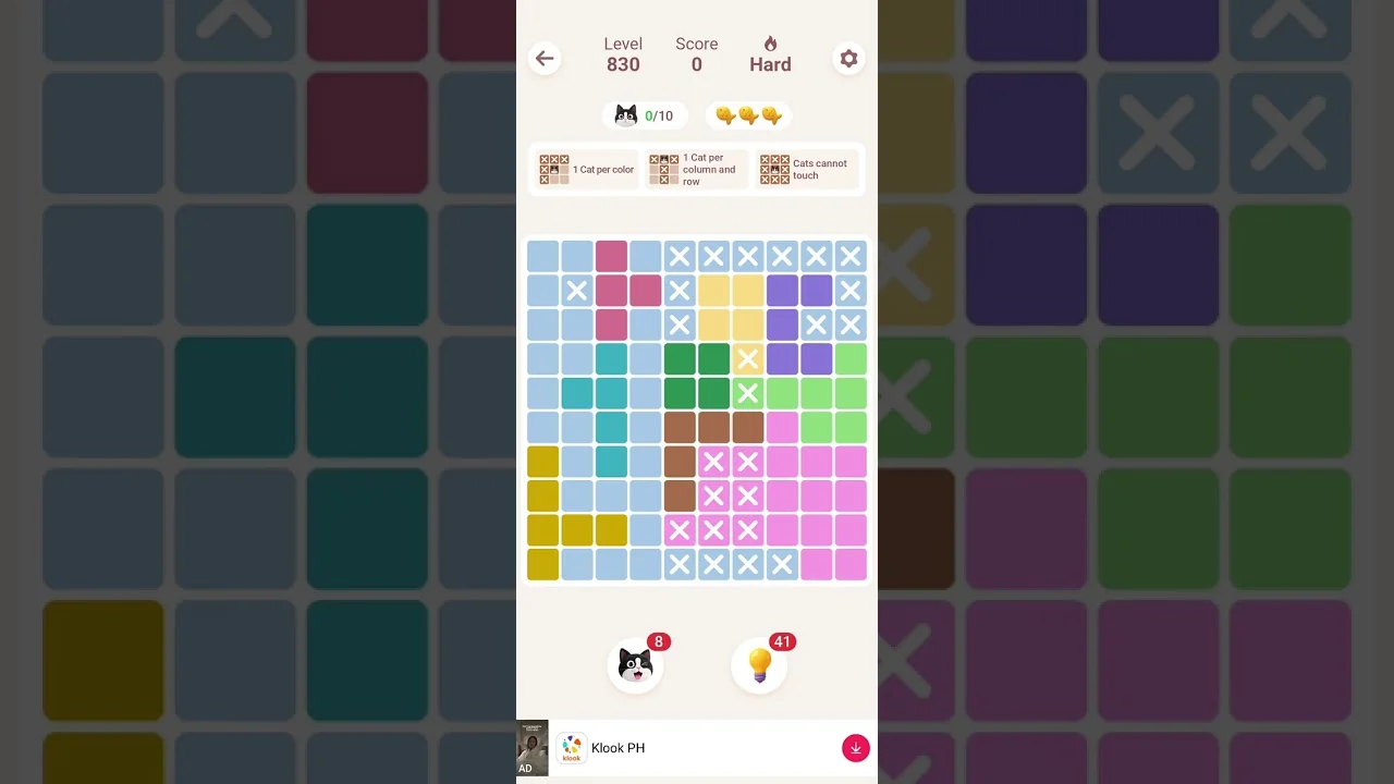 Meowdoku Level 830 board layout