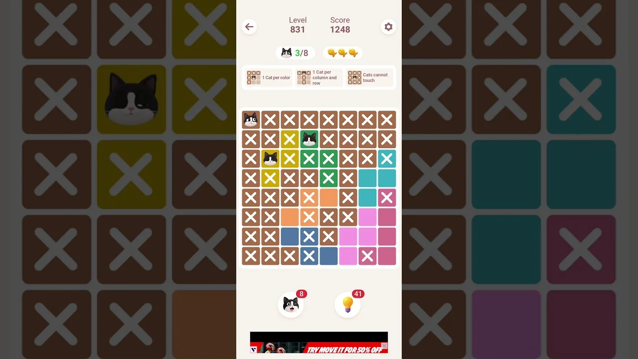 Meowdoku Level 831 board layout