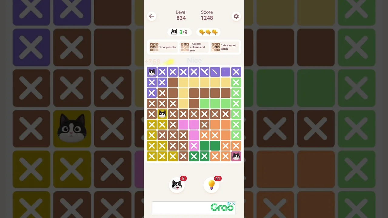 Meowdoku Level 834 board layout