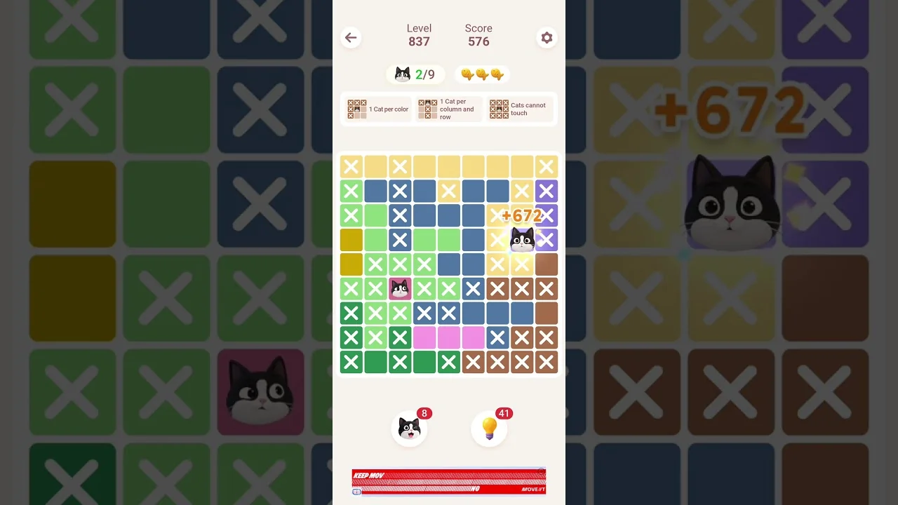 Meowdoku Level 837 board layout