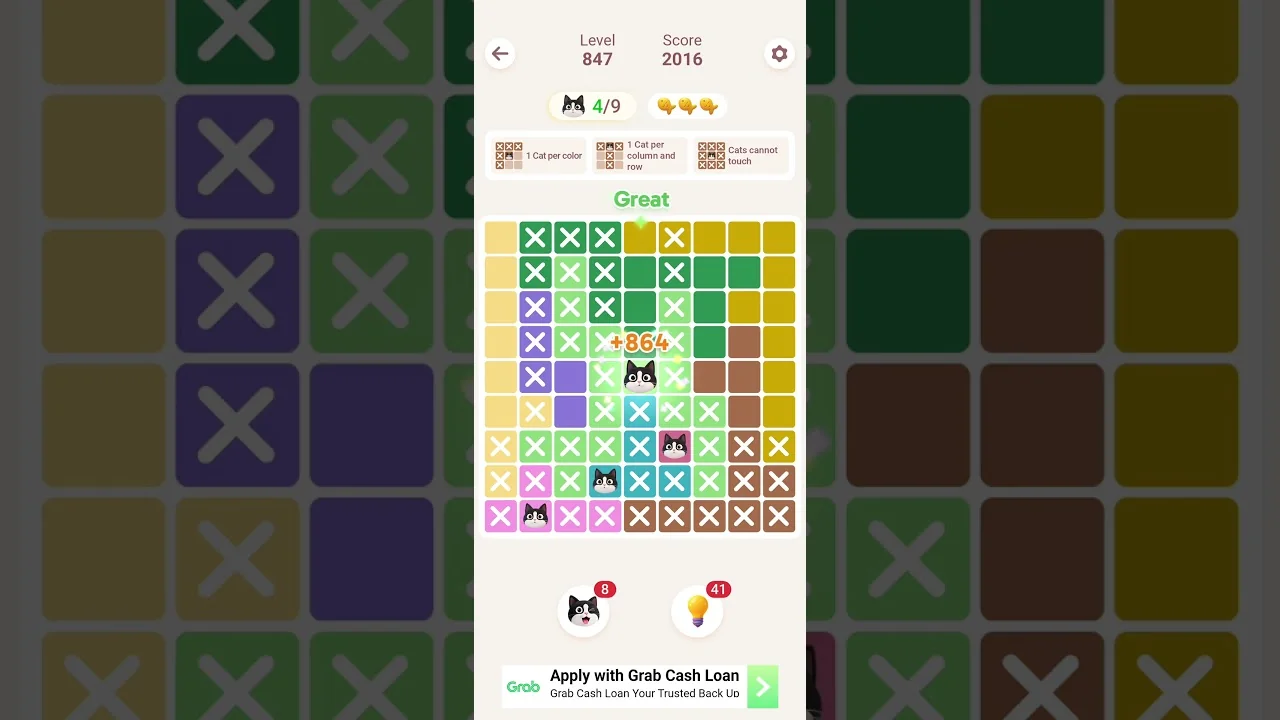 Meowdoku Level 847 board layout