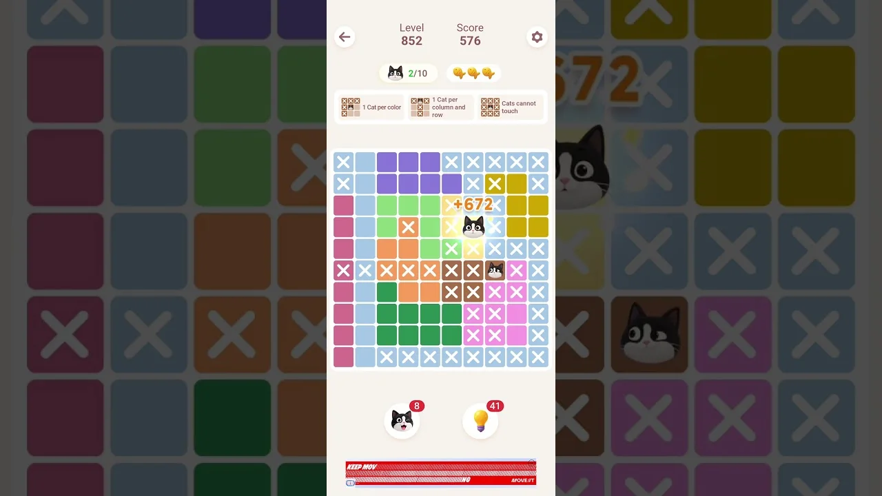 Meowdoku Level 852 board layout