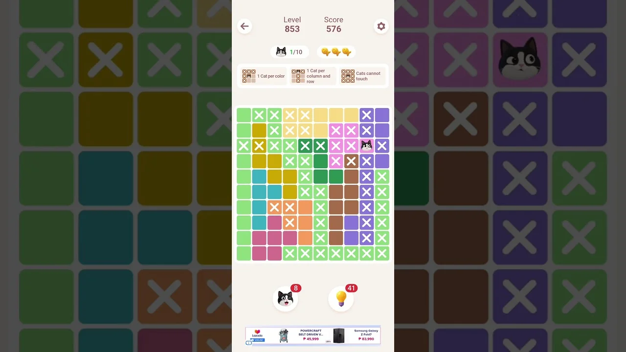 Meowdoku Level 853 board layout