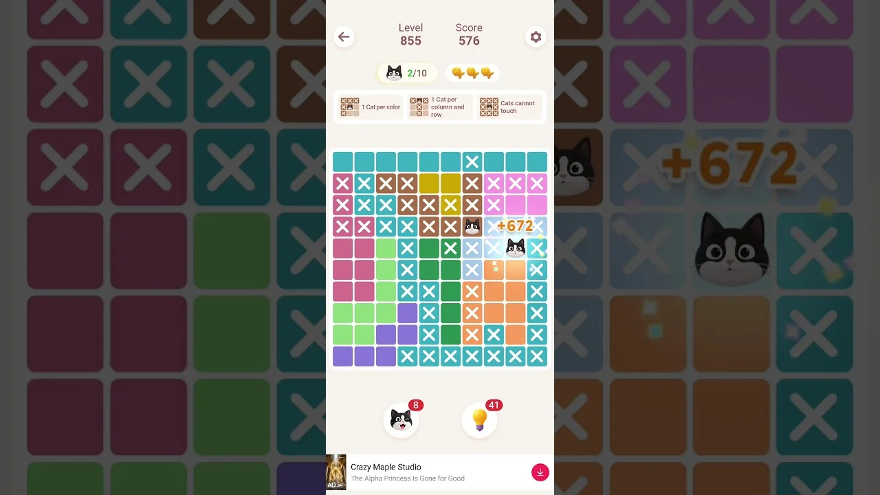 Meowdoku Level 855 board layout