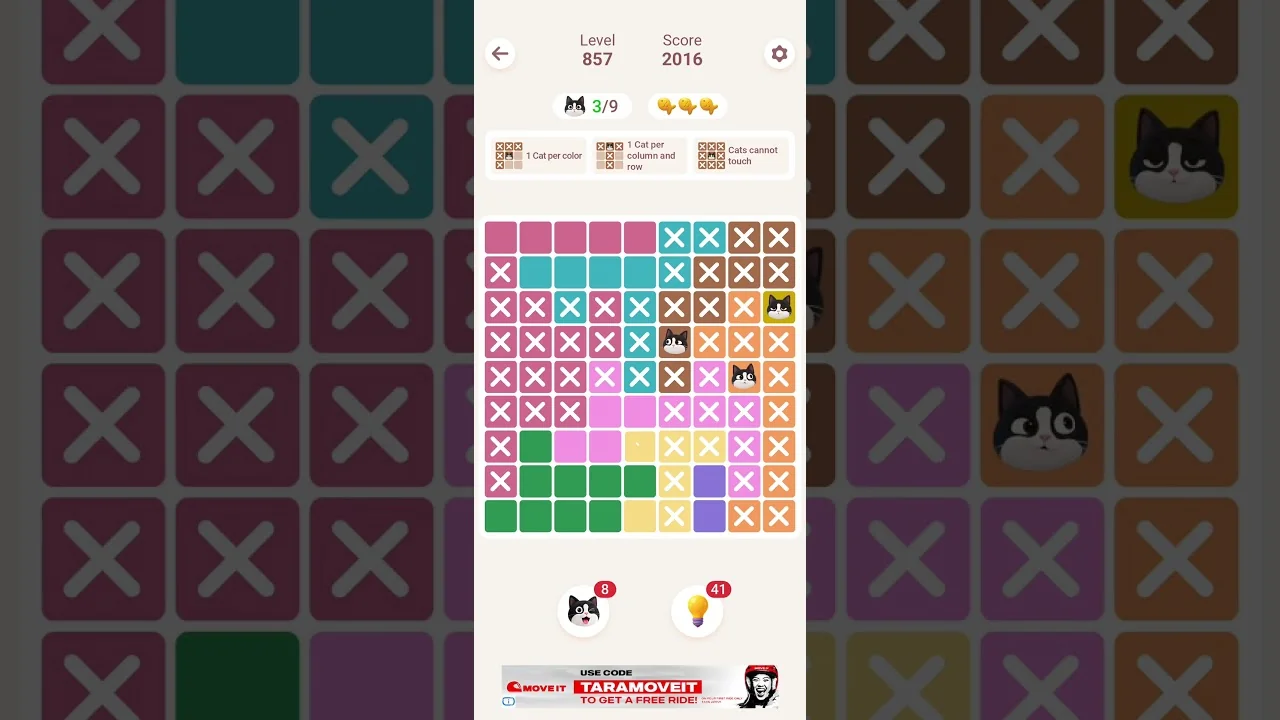 Meowdoku Level 857 board layout