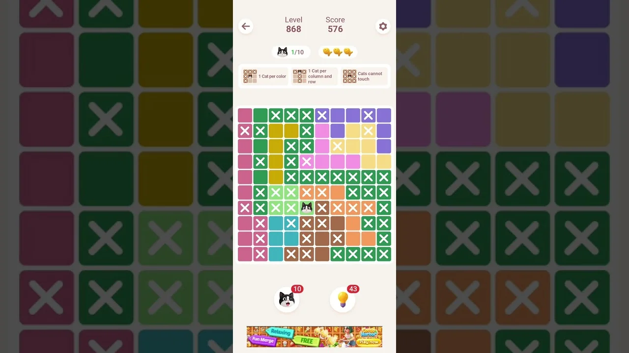 Meowdoku Level 868 board layout
