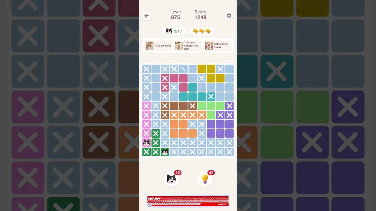 Meowdoku Level 875 board layout
