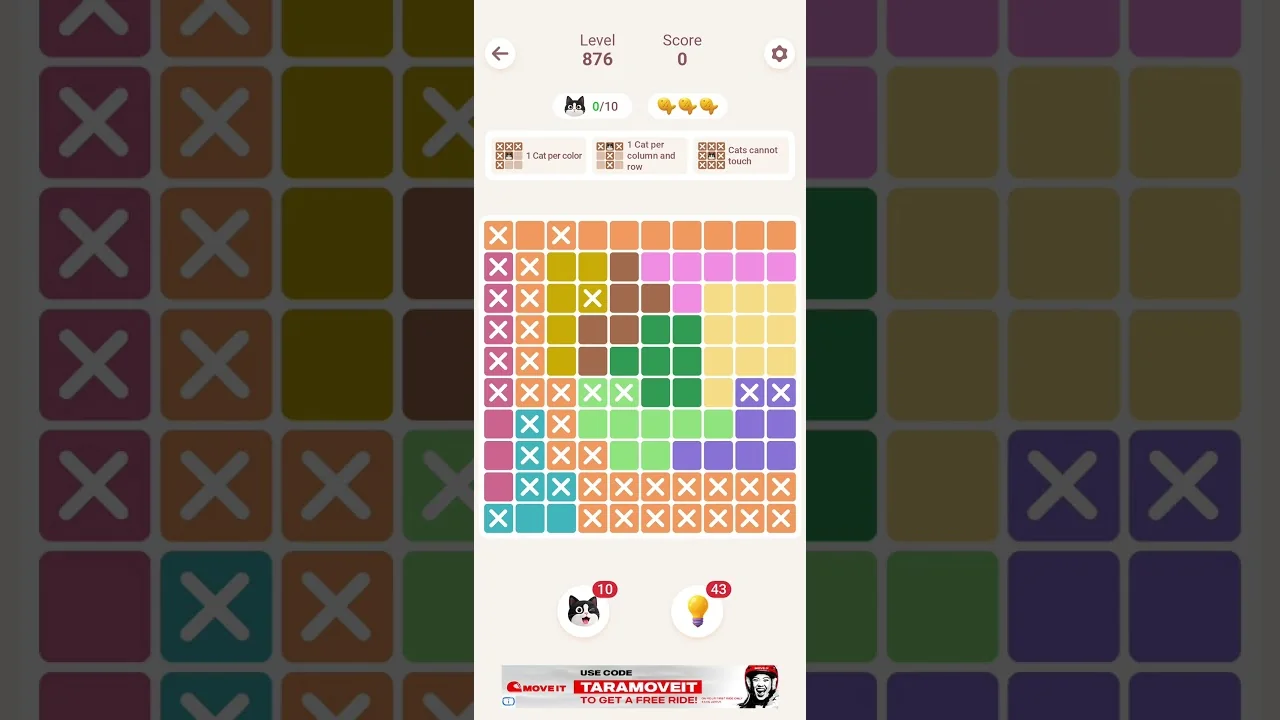 Meowdoku Level 876 board layout