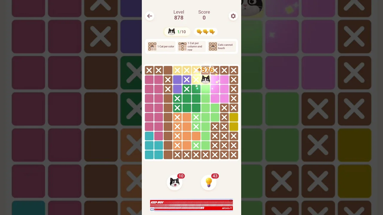 Meowdoku Level 878 board layout