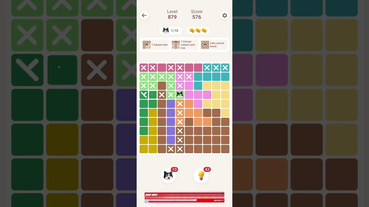 Meowdoku Level 879 board layout