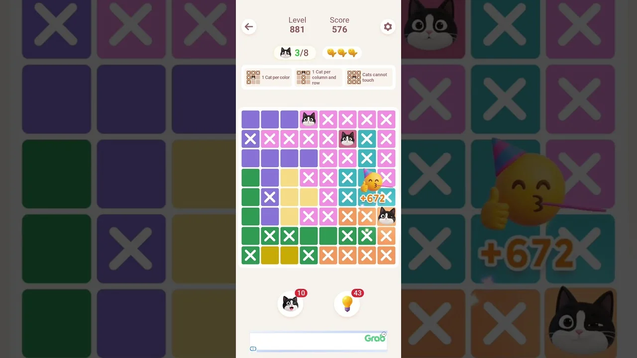 Meowdoku Level 881 board layout