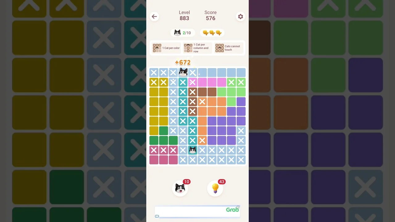 Meowdoku Level 883 board layout