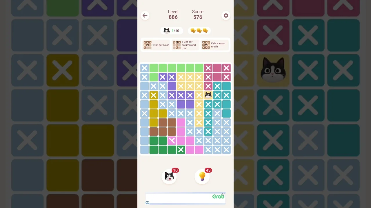 Meowdoku Level 886 board layout