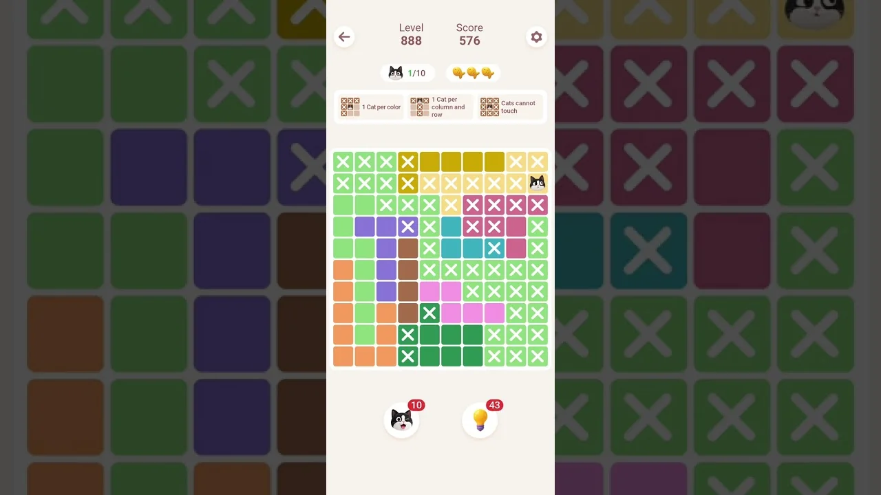 Meowdoku Level 888 board layout