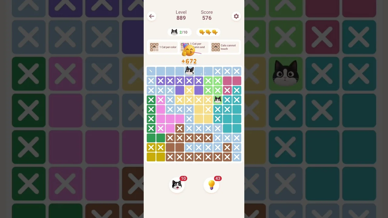 Meowdoku Level 889 board layout