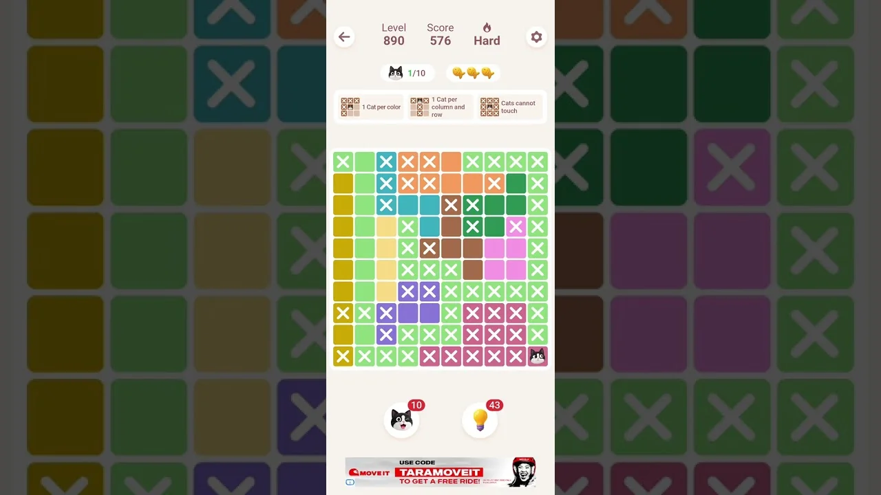 Meowdoku Level 890 board layout
