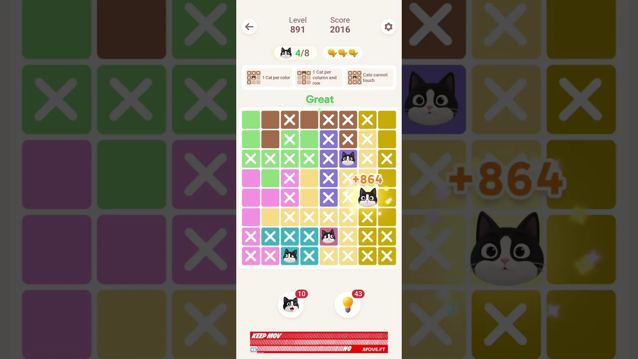 Meowdoku Level 891 board layout