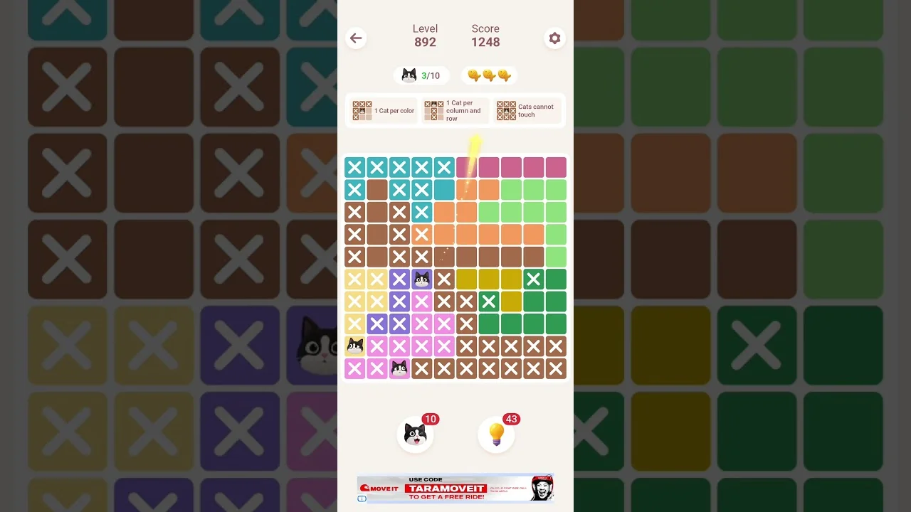 Meowdoku Level 892 board layout