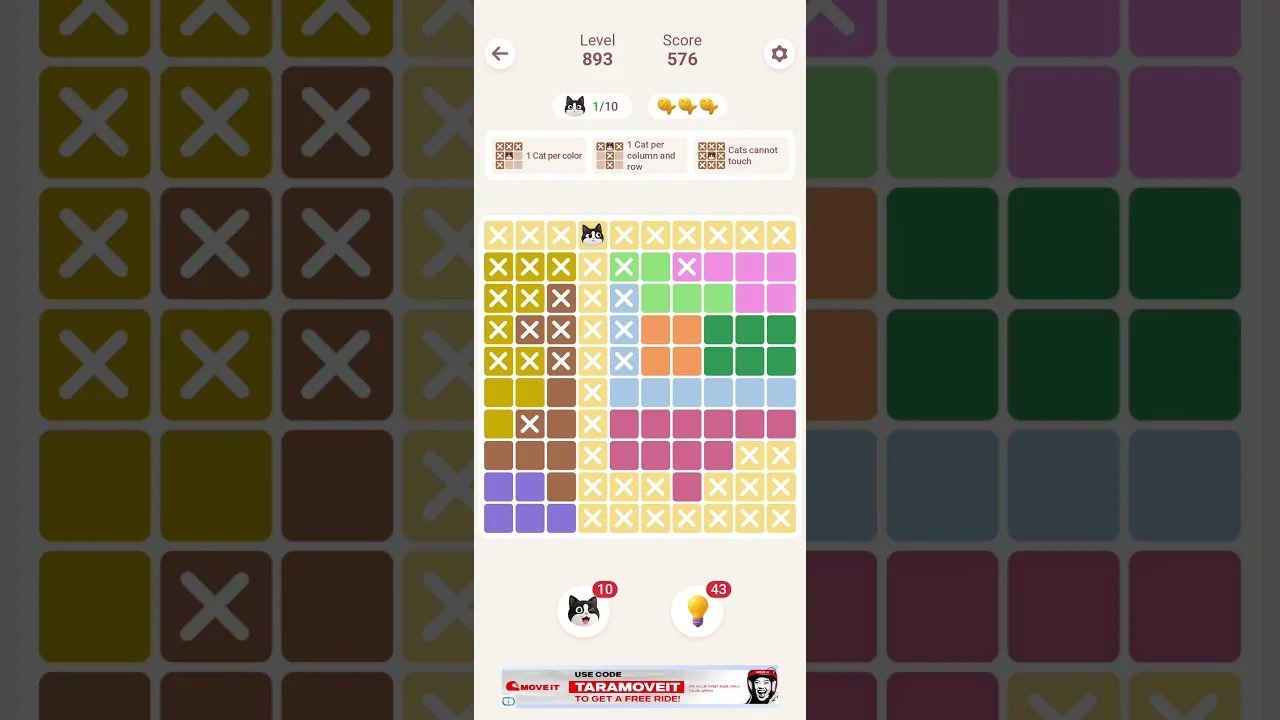 Meowdoku Level 893 board layout