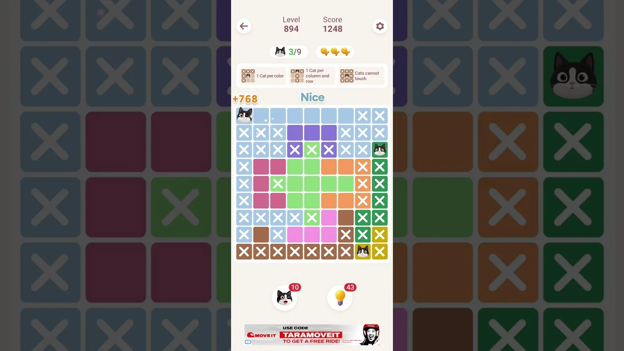 Meowdoku Level 894 board layout