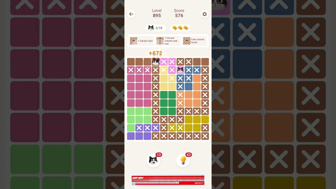 Meowdoku Level 895 board layout