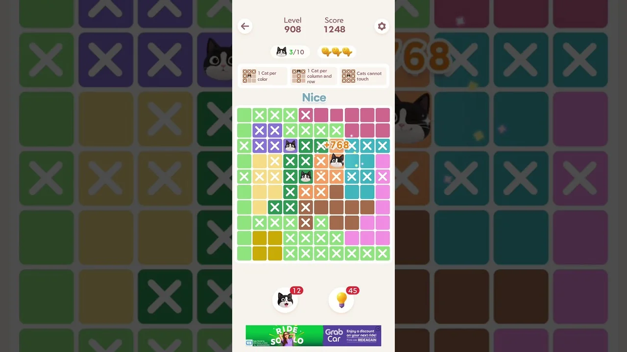 Meowdoku Level 908 board layout