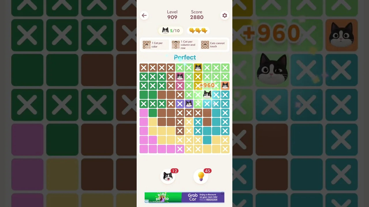 Meowdoku Level 909 board layout