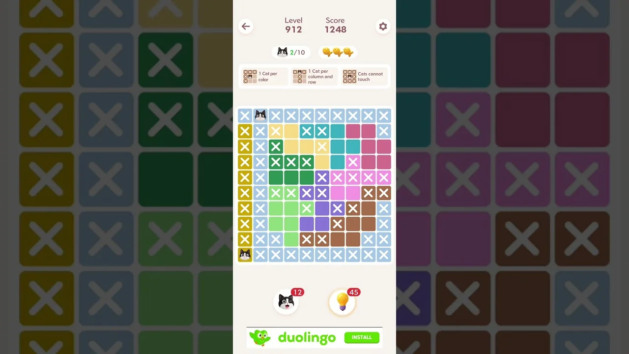 Meowdoku Level 912 board layout