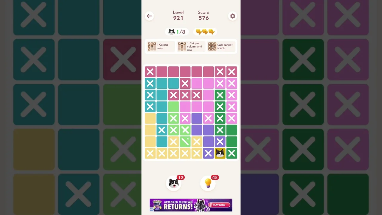 Meowdoku Level 921 board layout