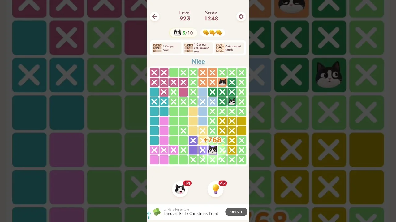 Meowdoku Level 923 board layout