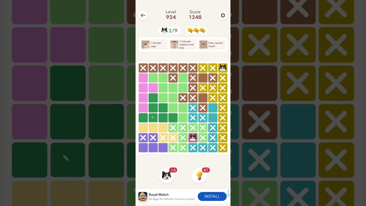 Meowdoku Level 924 board layout