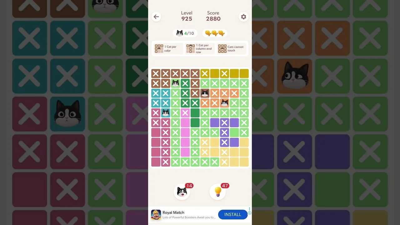 Meowdoku Level 925 board layout