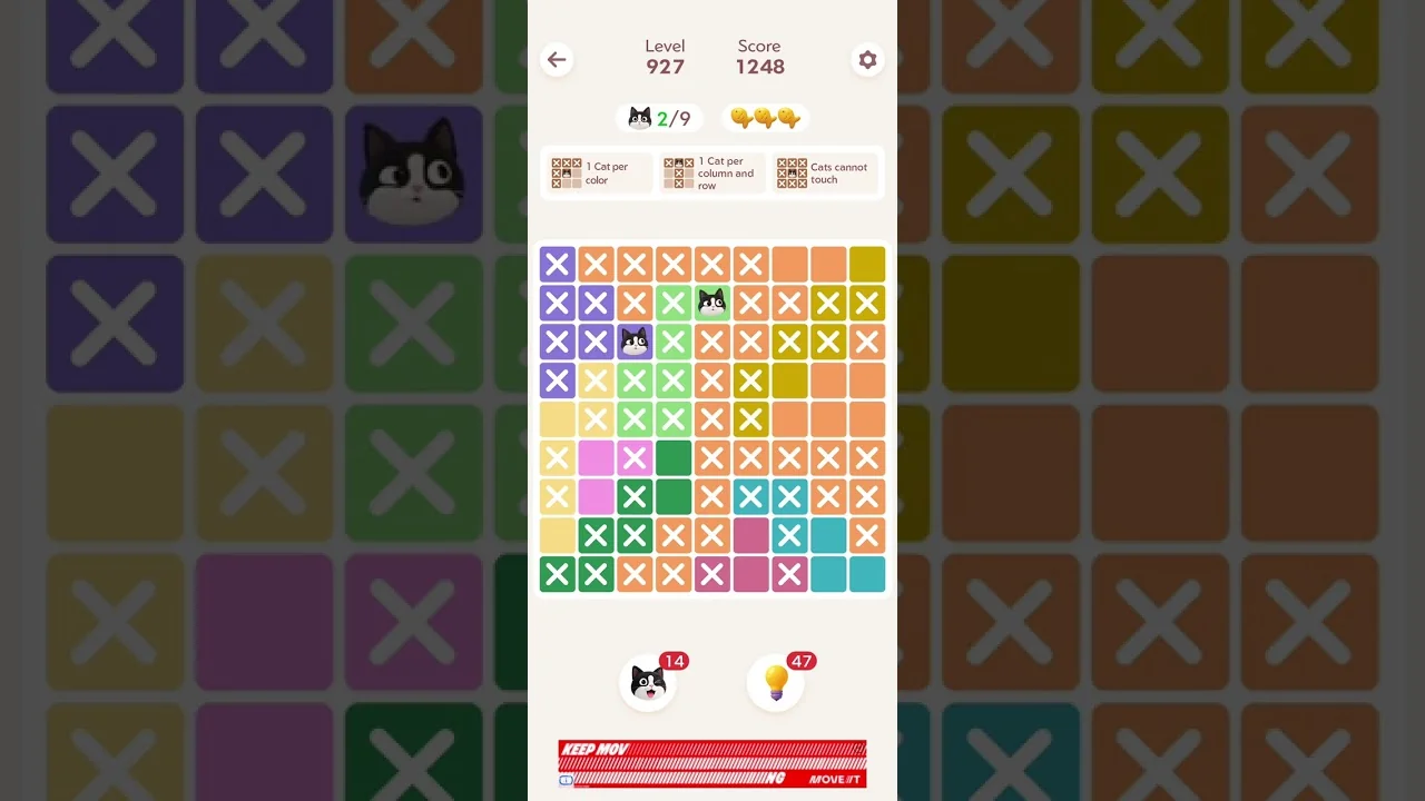 Meowdoku Level 927 board layout