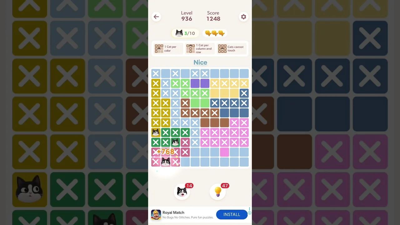 Meowdoku Level 936 board layout