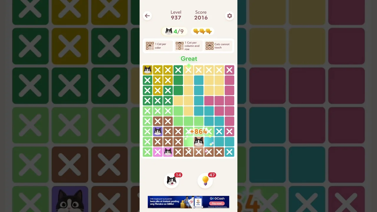 Meowdoku Level 937 board layout