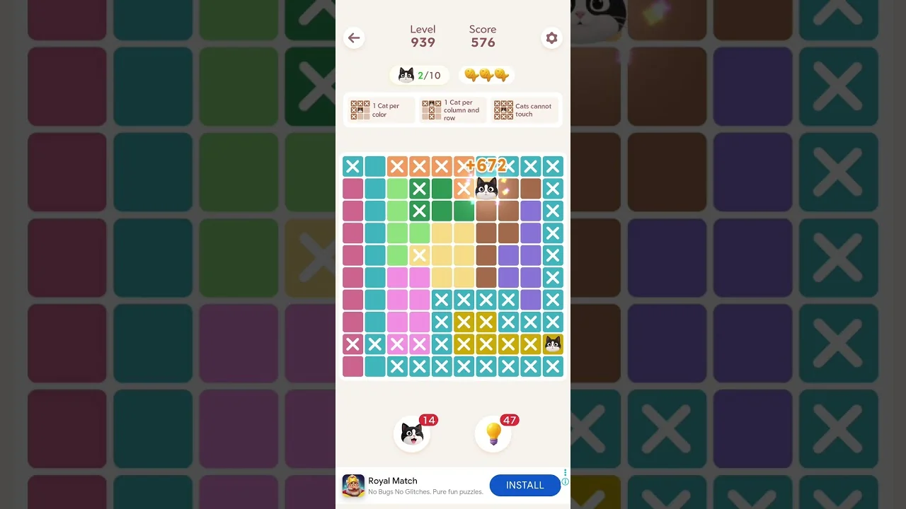 Meowdoku Level 939 board layout