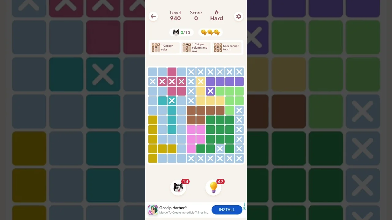 Meowdoku Level 940 board layout