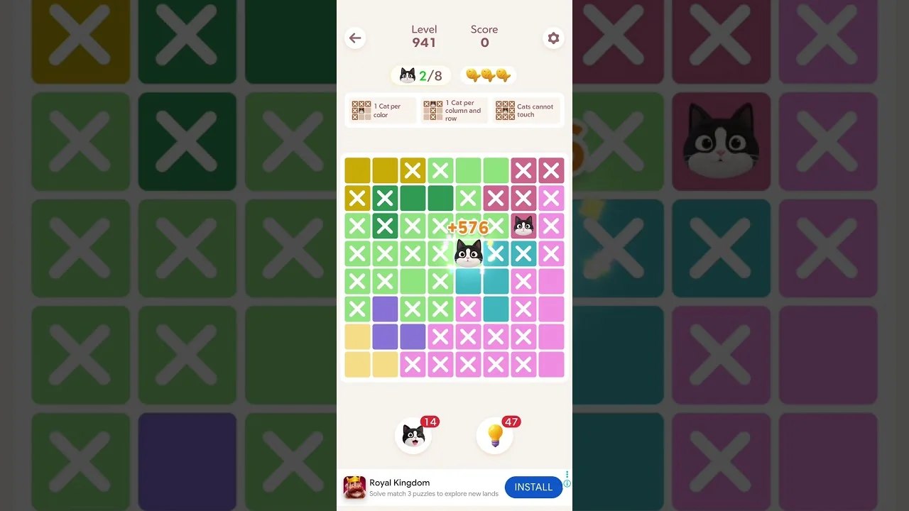 Meowdoku Level 941 board layout