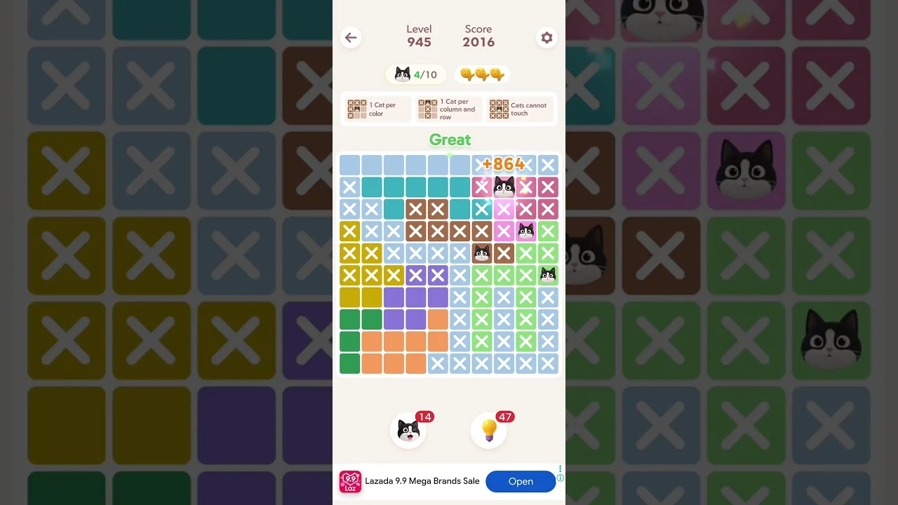 Meowdoku Level 945 board layout