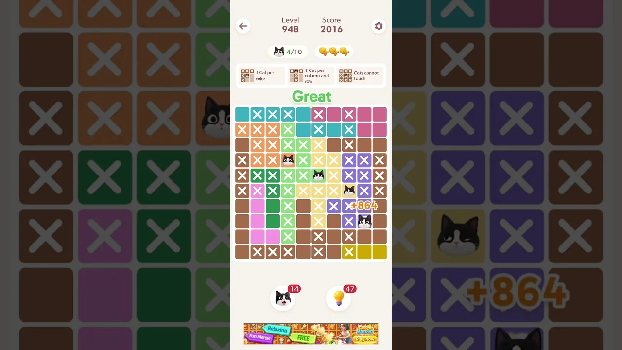 Meowdoku Level 948 board layout