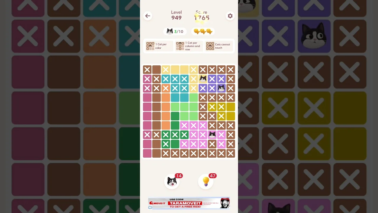 Meowdoku Level 949 board layout