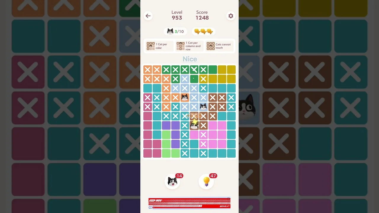 Meowdoku Level 953 board layout