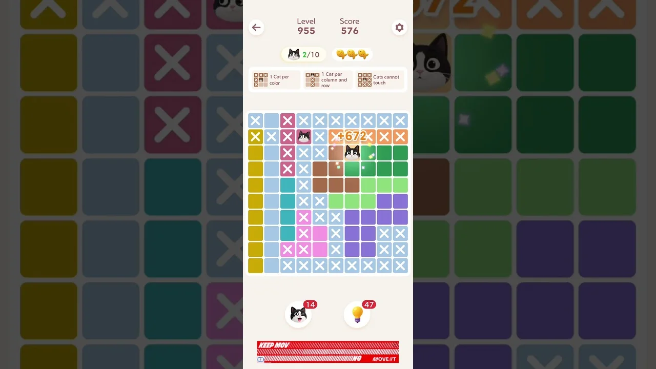 Meowdoku Level 955 board layout