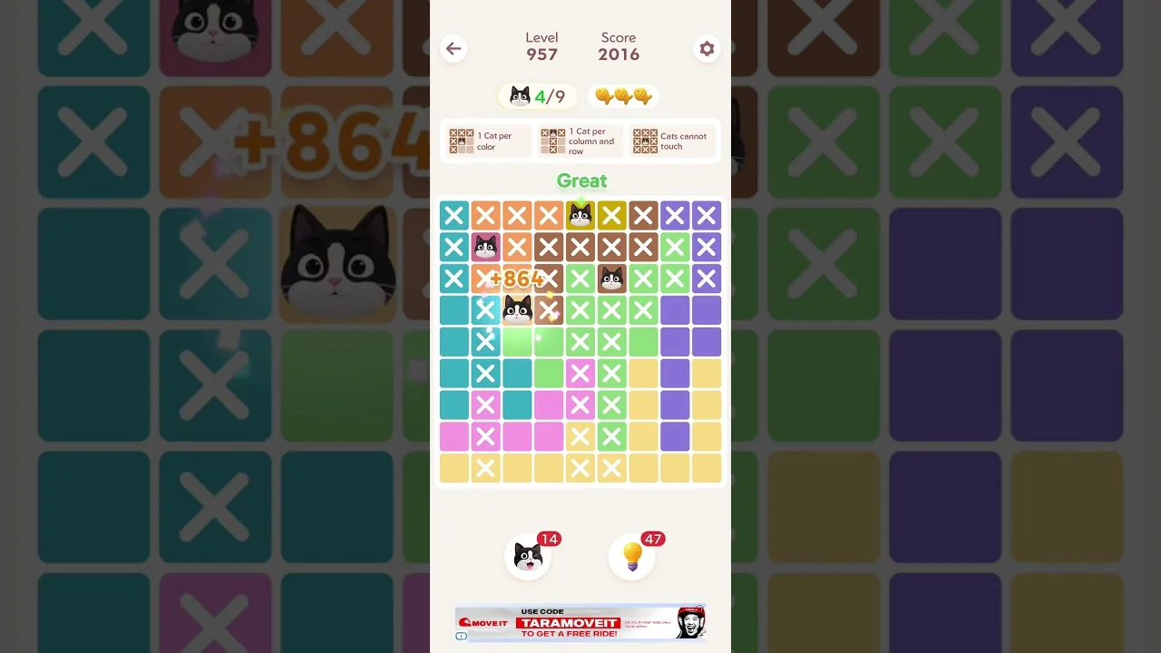Meowdoku Level 957 board layout