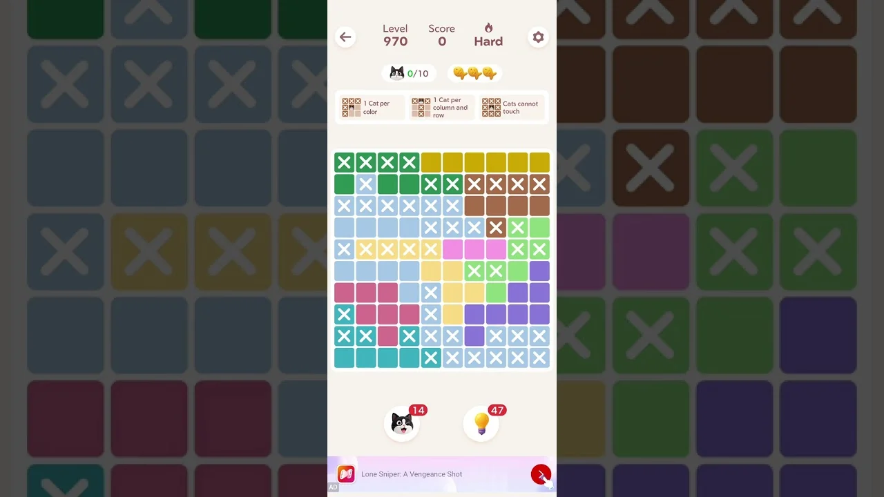 Meowdoku Level 970 board layout