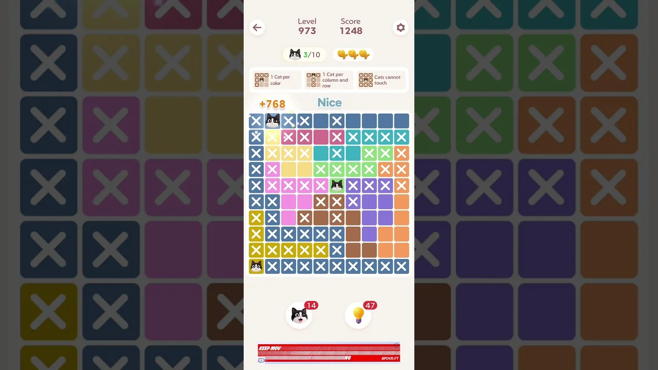 Meowdoku Level 973 board layout