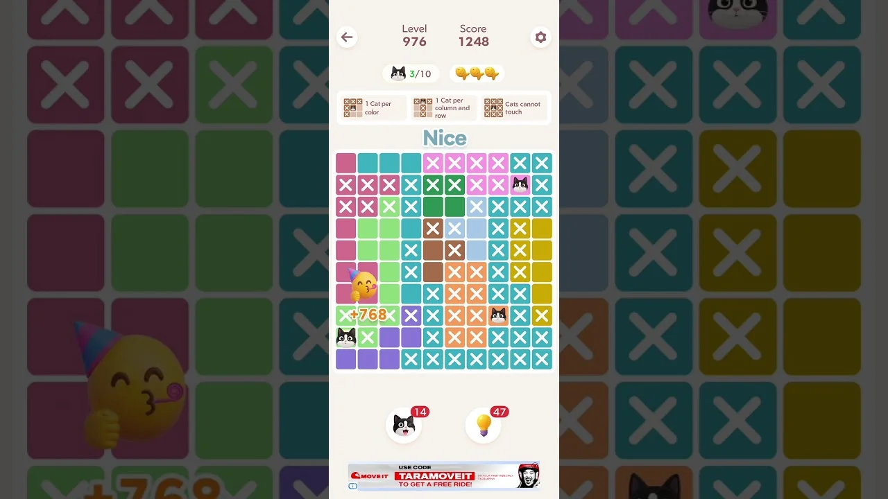 Meowdoku Level 976 board layout