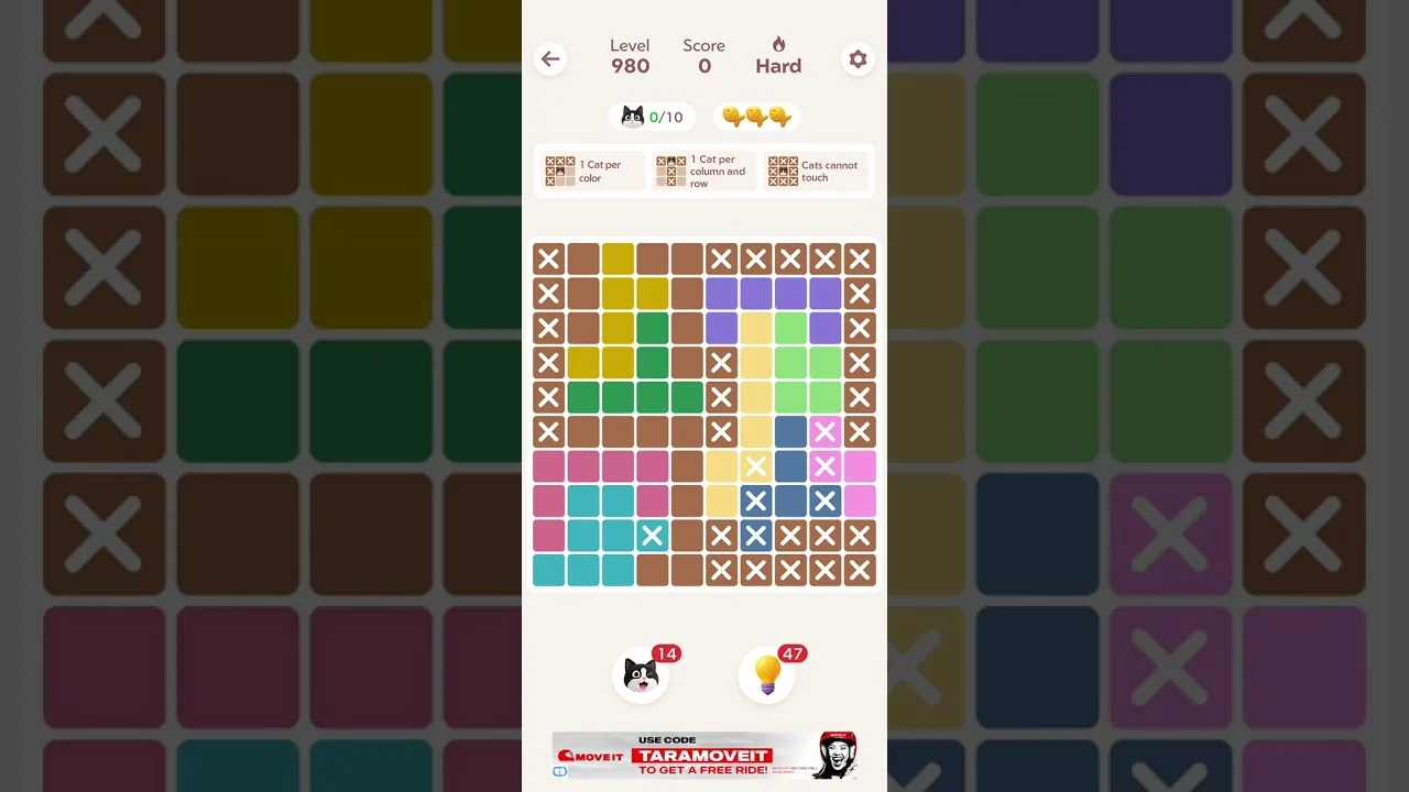 Meowdoku Level 980 board layout