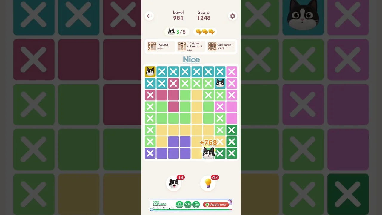 Meowdoku Level 981 board layout