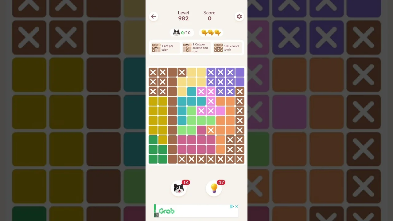 Meowdoku Level 982 board layout